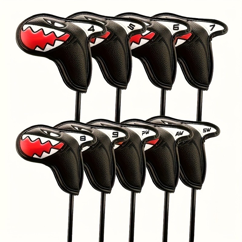Wear Resistant Cute  Design 9 Pcs PU Golf Club Head Covers Black