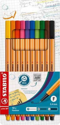 STABILO point 88 Fineliner, 10er Pack Standardfarben, 0,4 mm