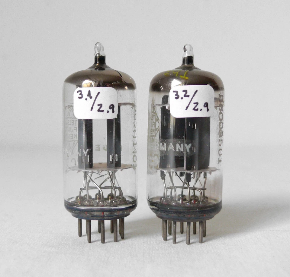 PERFECT MATCHED PAIR NOS TUBES ECC83 12AX7 TELEFUNKEN SMOOTH PLATES - Image 2 of 4