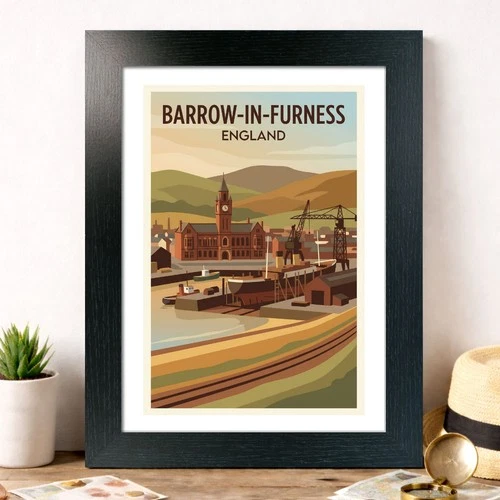 Barrow-in-Furness, England Travel Poster Giclee Art Print 374-1