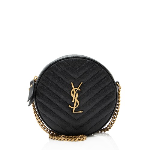 Saint Laurent Matelasse Grain de Poudre Monogram Vinyle Round Camera Bag
