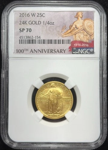 2016-W NGC SP70 1/4 oz Gold Standing Liberty 25c