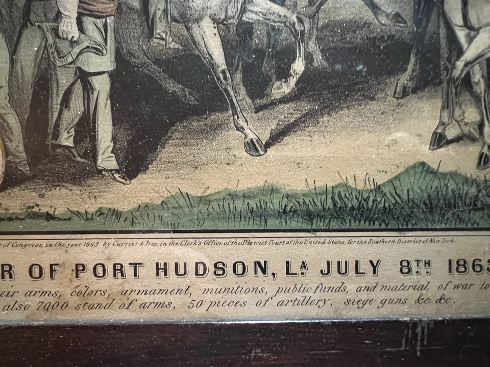 SURRENDER OF PORT HUDSON, LA. JULY 8TH 1863 By Currier & Ives Hand Colored Litho - Image 3 of 4