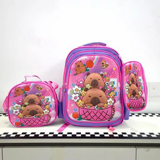 Cartoon Character Capybara Set School Bag Backpack For Kids