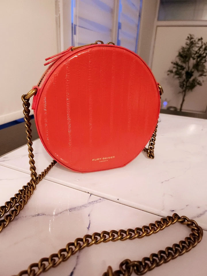 Kurt Geiger Shoreditch Bag Patent Red Round Crossbody  - Image 3 of 4