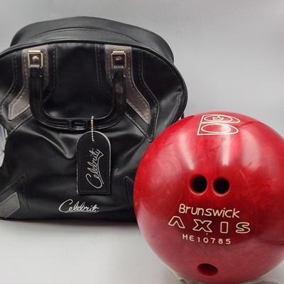 Red Brunswick Axis Bowling Ball 12 Lb with Celebrity Bag   Pre-Owned Vintage