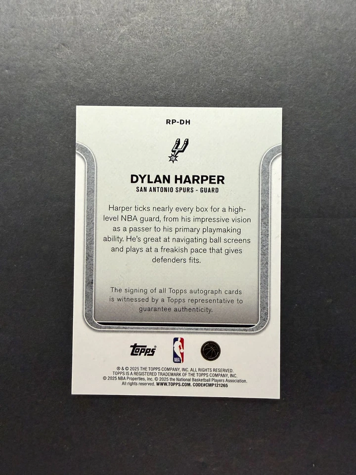 Dylan Harper 2025 Topps Rookie Photo Shoot Auto #RP-DH - Image 2 of 2