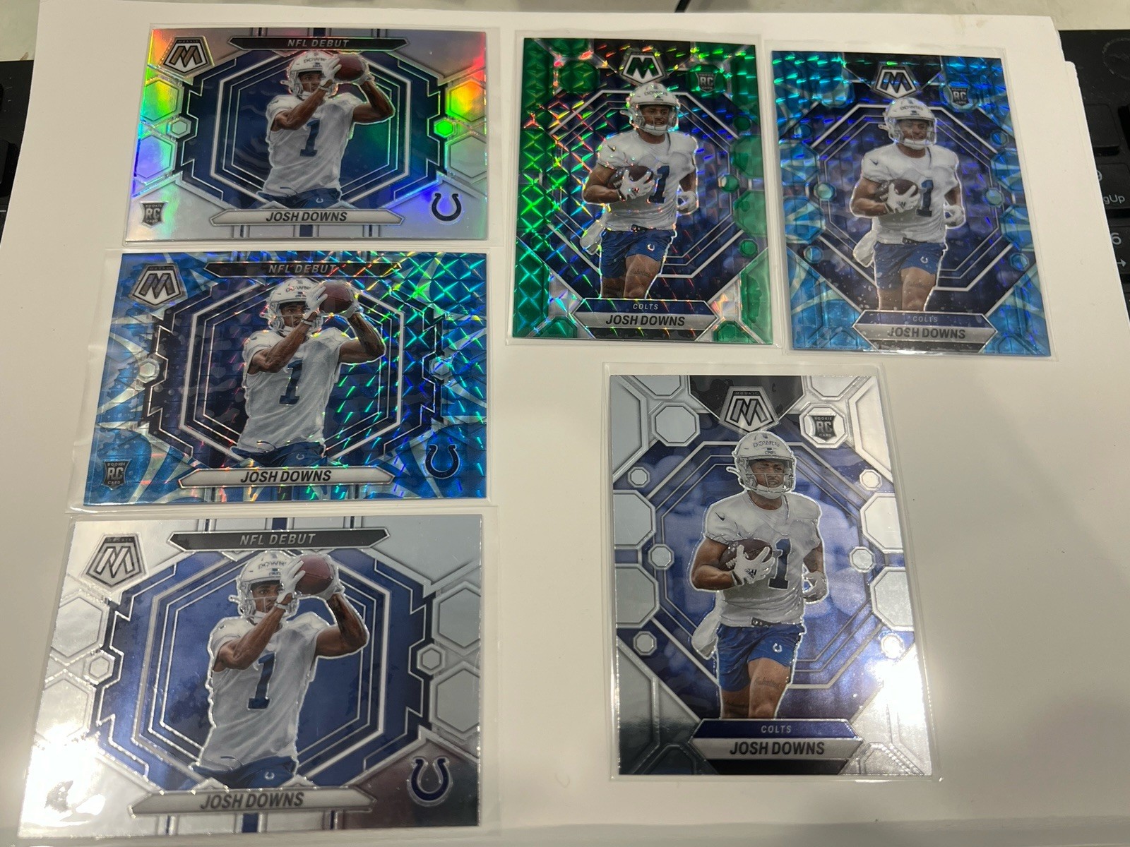 Josh Downs 2023 Panini Mosaic Debut Silver Blue Green Prizm Rookie RC 6 Card Lot