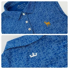 Peter Millar Polo Shirt Womens Medium Blue Golden Goat Players Club TPC Sawgrass