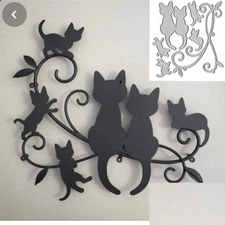 Cats Metal Cutting Die Cuts, Cats on Branches Stencils DIY Crafts Cards Cutting