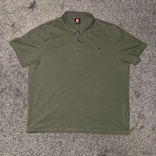 Quicksilver Polo Shirt Short Sleeve Green Striped Skate Bike Surf Size XXL