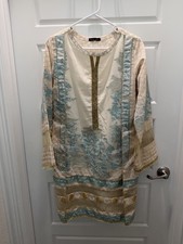 J. Pret Ivory Blue Gold Kurti