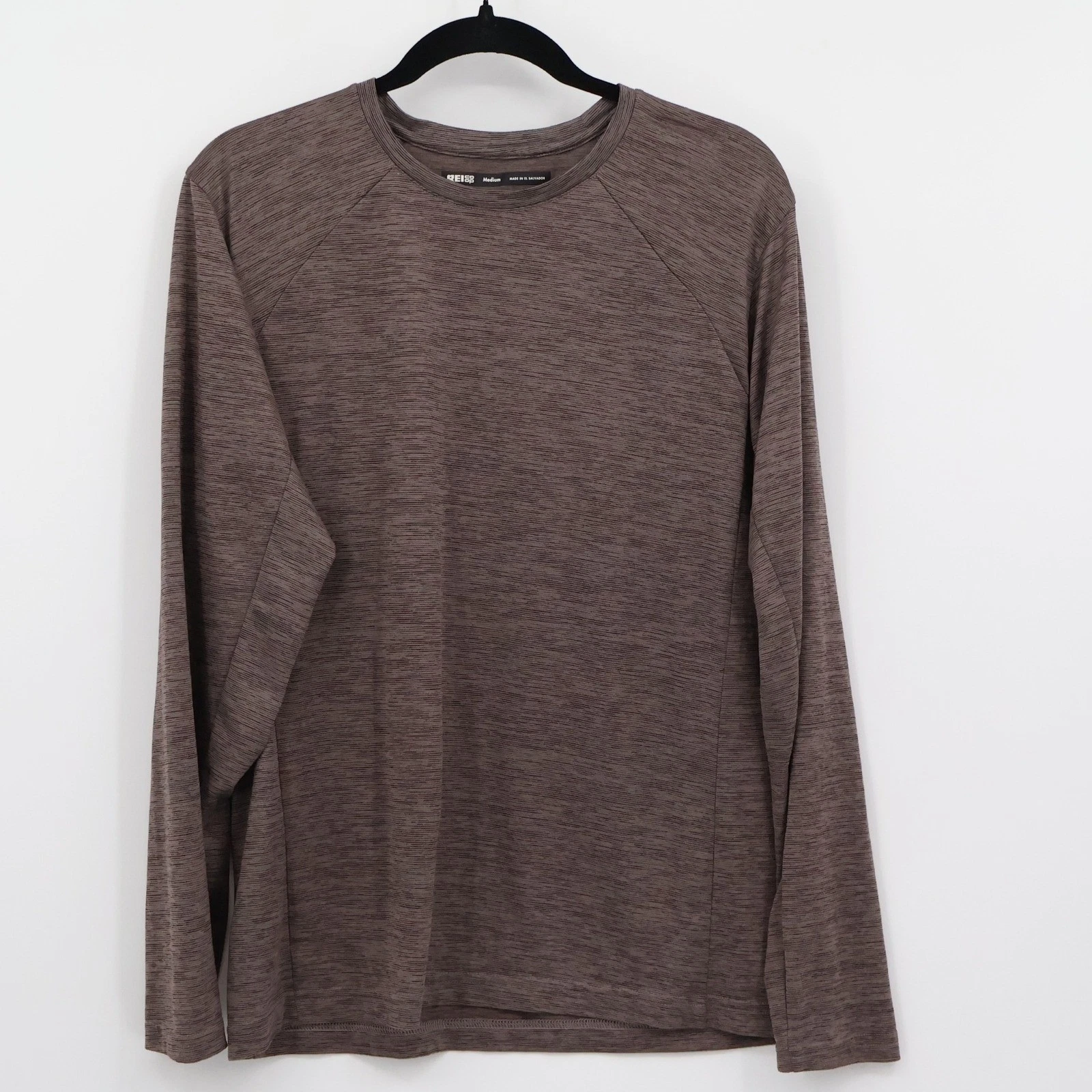 REI Co-op Athletic Tee Mens Med Brown Space Dye Base Layer Ski Snowboard Winter