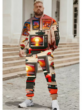 Men's Outfit 2 Piece Set Shirt  Pants Suit PLUS SIZE BIG 3XL