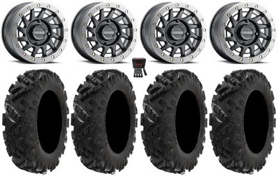 Raceline Squad Bdlk 15''Wheels Bk +10mm 32''Attack 2.0 Tires Yamaha Wolverine RMAX