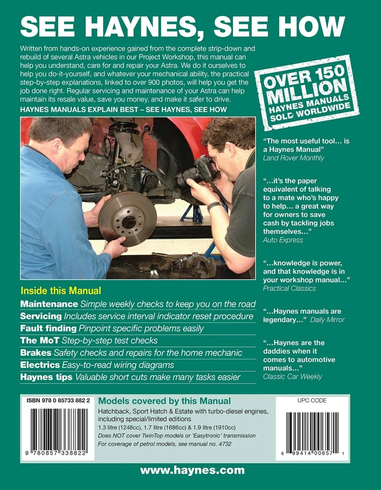 Vauxhall/Opel Astra Diesel (May 2004-2008) Haynes Repair Manual - Image 2 of 4