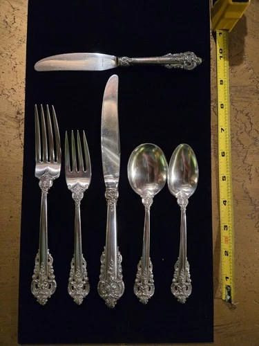 Wallace Grande Baroque Sterling 6-Pc Place Setting 307gr. Heavy Stag Strike