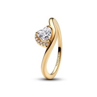 Pandora Ring Damen Welliges Herz Zirkonia Vergoldet 163660C01 Gr. 58