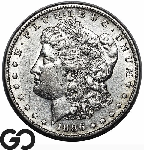 1886-S Morgan Silver Dollar Coin, Choice AU+ Better Date San Francisco Issue