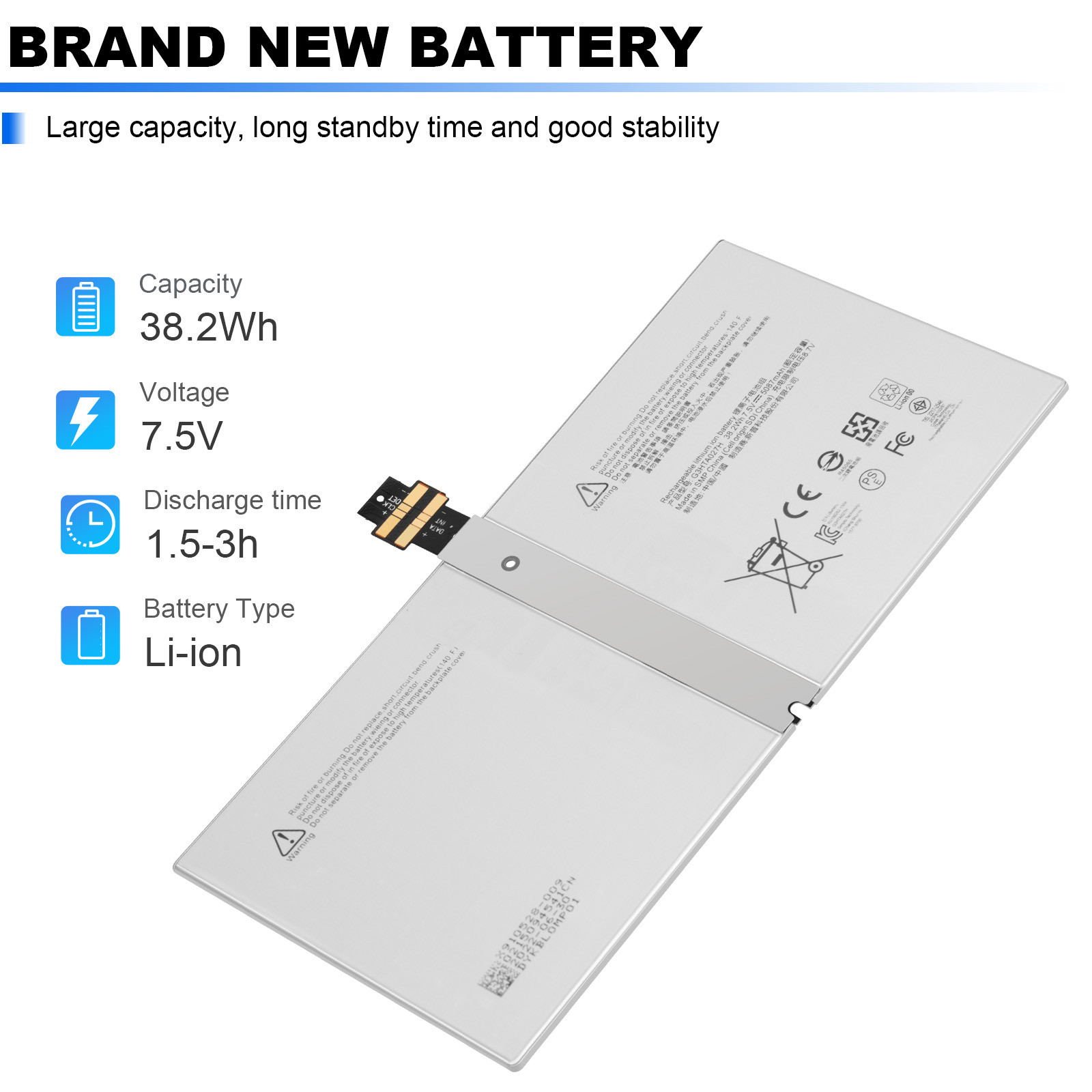BATTERIA PILA 5087MaH Per MICROSOFT SURFACE PRO 4 1724 G3HTA027H DYNR01 RICAMBIO
