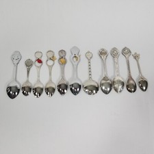 12 Souvenir Spoons Multiple City States NY NV FL Canada Custer House Dakota Terr