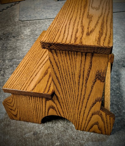 OAK DOUBLE STEP STOOL WITH NO TIP LEG KITCHEN BATHROOM BEDROOM BENCH FURNITURE - Picture 3 of 6