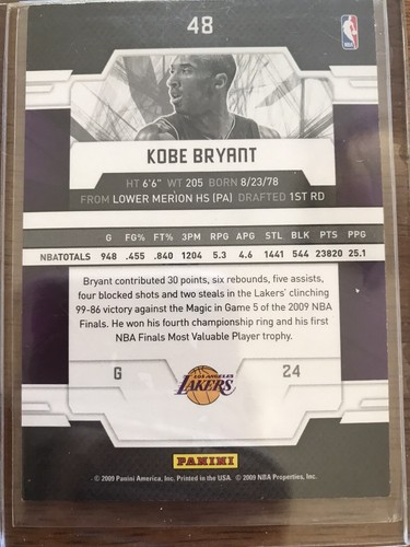 2009-10 Donruss Elite Lakers Basketball Card #48 Kobe Bryant - Picture 2 of 2