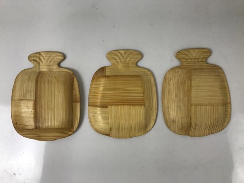 Guam Bamboo Drink Saucer Chataku Coaster Souvenir Vtg 6pc Brown Palm Tree L388 - Picture 5 of 11