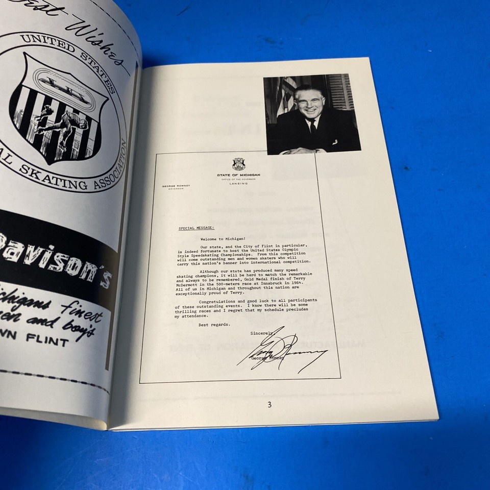 Vintage 1967 United States US Speed Skating Championships Program Flint, MI eBay