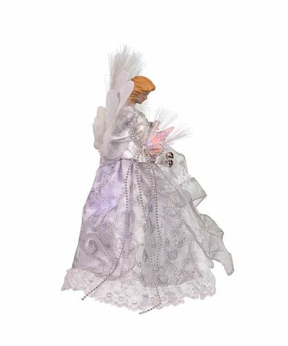White and Silver Angel LED Light-Up Christmas 12" Tree Topper NEW UL1984 - Picture 3 of 8