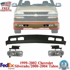 Front Lower Valance Primed + Fog Lights For 99-02 Chevy Silverado/00-04 Tahoe