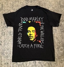 Vtg BOB MARLEY  Wailers World Tour  Catch A Fire  Shirt Medium Jamaica Reggae