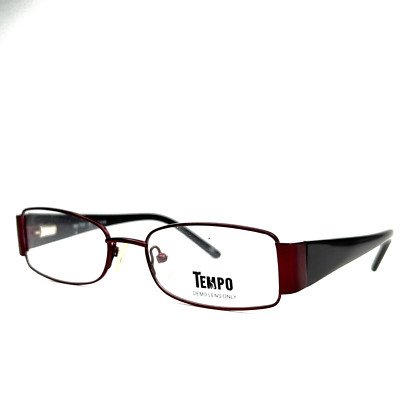 Tempo WM 1032 BU Burgundy Red Rectangular Full Rim Eyeglasses 50[]17 135