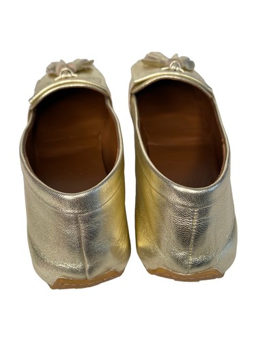 Aquatalia Leather Quinna Platinum Gold Tassel Flats Size 7.5 M - Picture 4 of 11