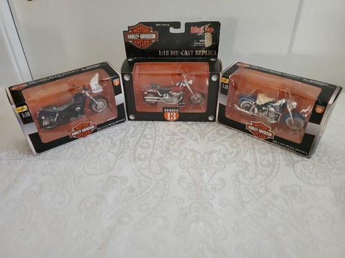 Maisto 1:18 Harley Davidson Lote de 3 2002 FLSTF Fat Boy-Slide Sport-Duo Glide - Imagen 1 de 10