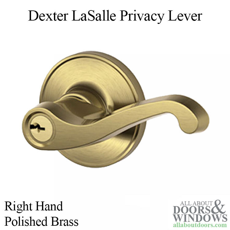 Dexter Privacy Door Lever Right Handed LaSalle Residential Lever Polished Brass-image
