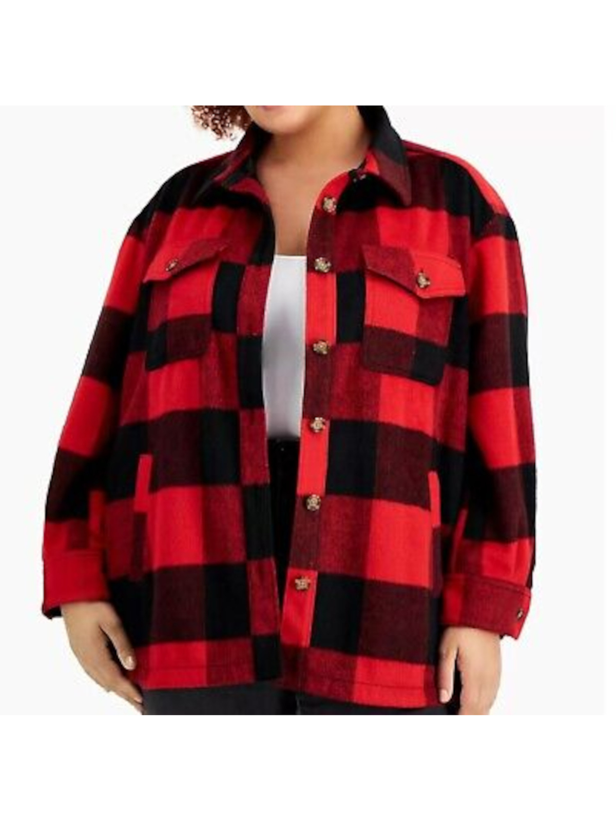 Женский пуховик STYLE & COMPANY с карманами и пуговицами на подкладке красного цвета XS