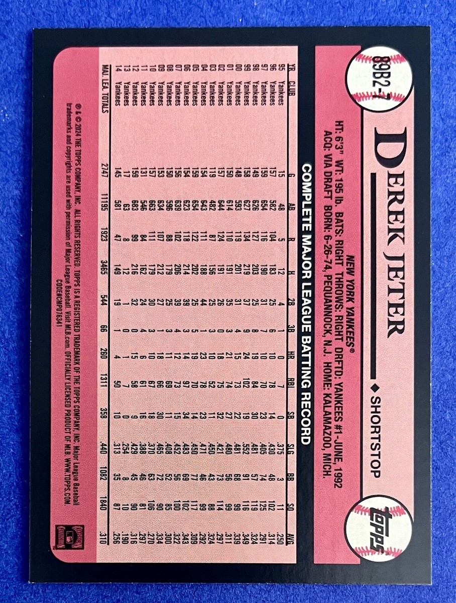 Derek Jeter 2024 Topps Series 2 1989 35TH ANNIVERSARY Card