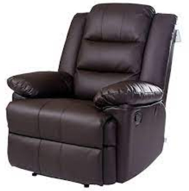LOXLEY Bonded Leather Manual Recliner Armchair Dark Brown Furniture NEW