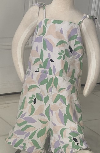 GB Girls Tropical Romper Short Outfit Size 5 Ivory White Green Peach Lavender - Picture 5 of 20