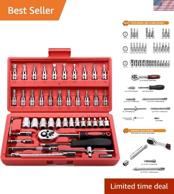 Versatile 46-Piece Mechanic's Socket Set with Premium Extension Bars Included