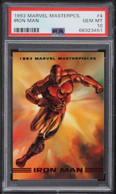 1993 Skybox Marvel Masterpieces Card # 4 Iron Man PSA 10 GEM MINT