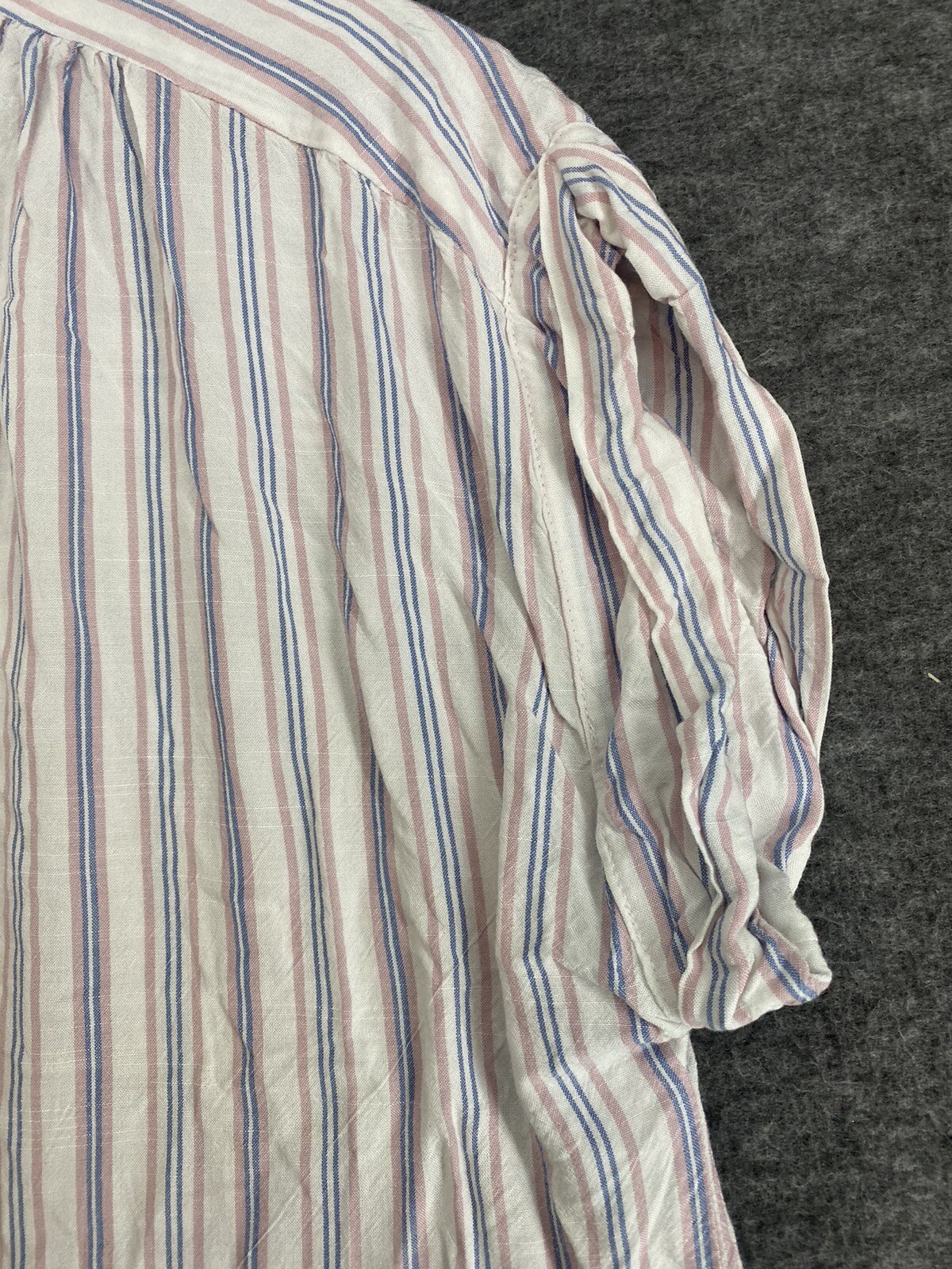 Loft Top Striped Multicolor Button Down Cap Sleev… - image 4