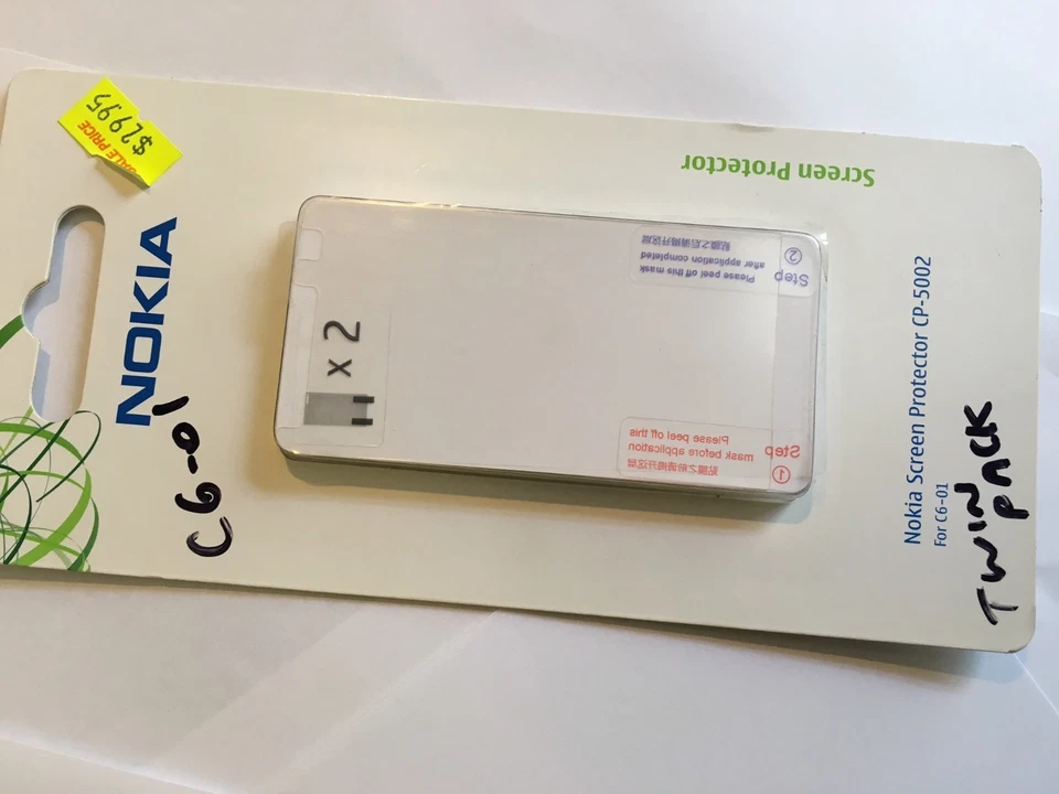 Protectores de pantalla Nokia C6-01 en paquete doble transparente CP-5002 genuinos nuevos Foto 2 de 4