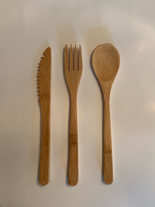 3 Piece Bamboo Cutlery Set 