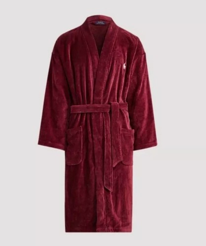 POLO Ralph Lauren Terry Velour Robe Mens SMALL MEDIUM Maroon Red Big Pony - Picture 2 of 6