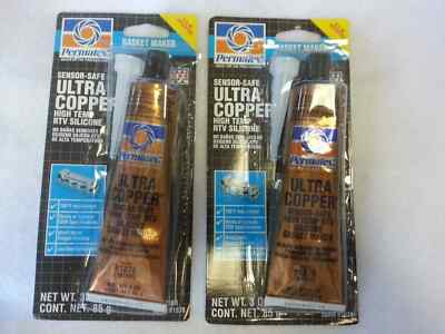 2x PERMATEX Ultra Copper Sensor Safe High-Temp RTV Silicone Gasket Maker 3oz