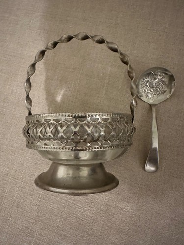 Silber Teller Servierplatte mit Löffel und Griff. Made in England - Bild 1 von 10