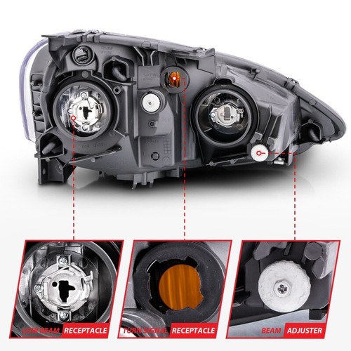 ANZO For 2002-2004 Acura Rsx Crystal Headlights Black - Picture 9 of 10
