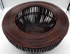 VTG Mid Century Pencil Reed 18.5" Bamboo Rattan Planter Basket MCM Boho Large